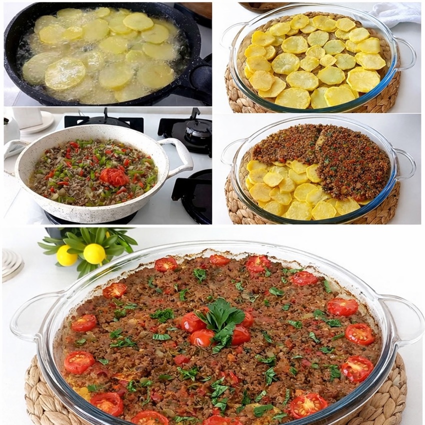 Az Kıyma İle Çok Pratik Patates Oturtma Tarifi