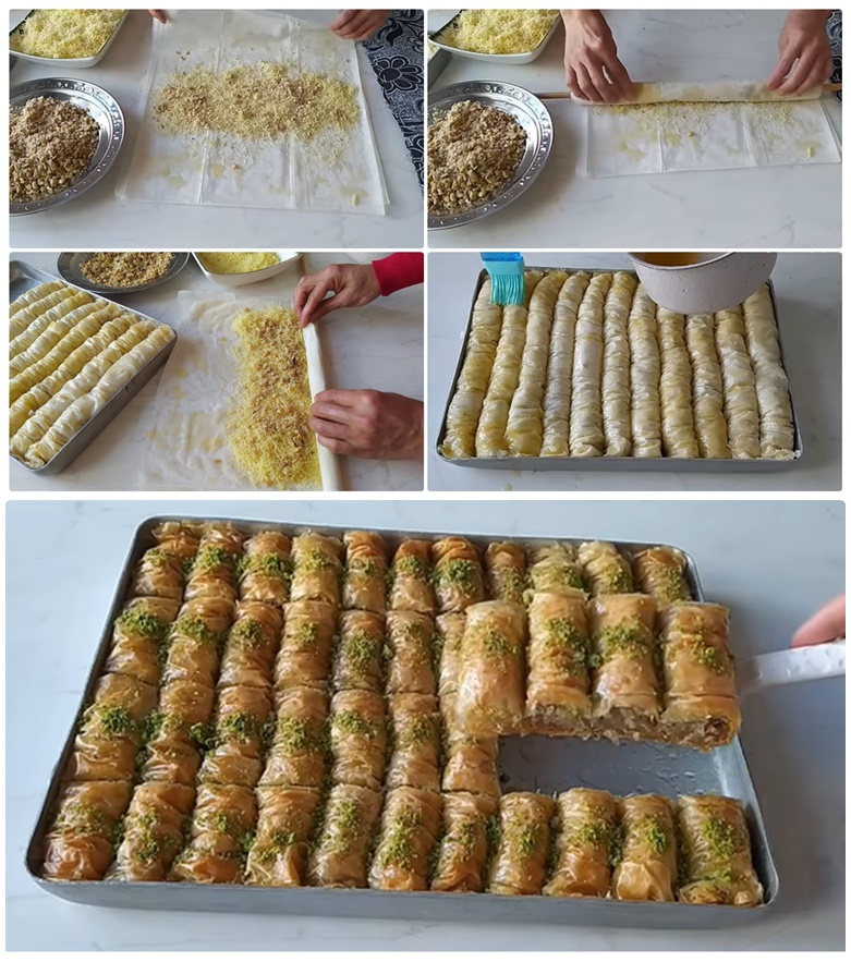 Hazır Baklavalık Yufkadan Kadayıflı Burma Baklava Nasıl Yapılır