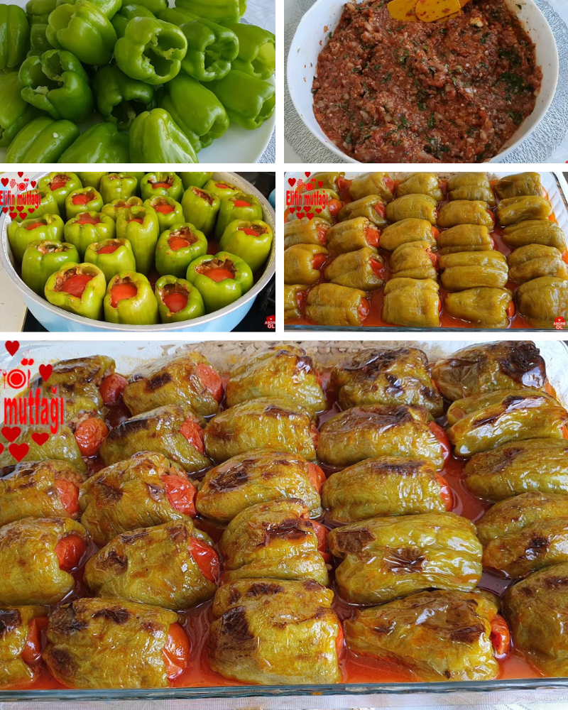 Fırında Etli Biber Dolması Tarifi