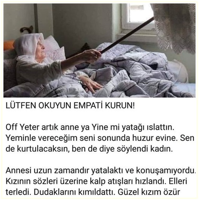 Annesi uzun zamandır yatalaktı ve konuşamıyordu