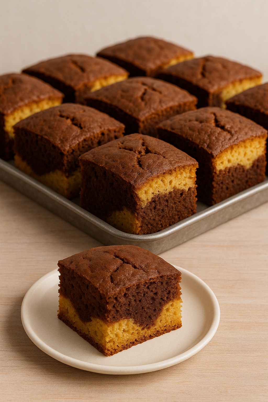 İki Renkli Çok Kabaran Kek Tarifi