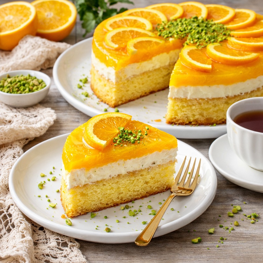 Sunumluk Portakal Soslu Kek Tarifi