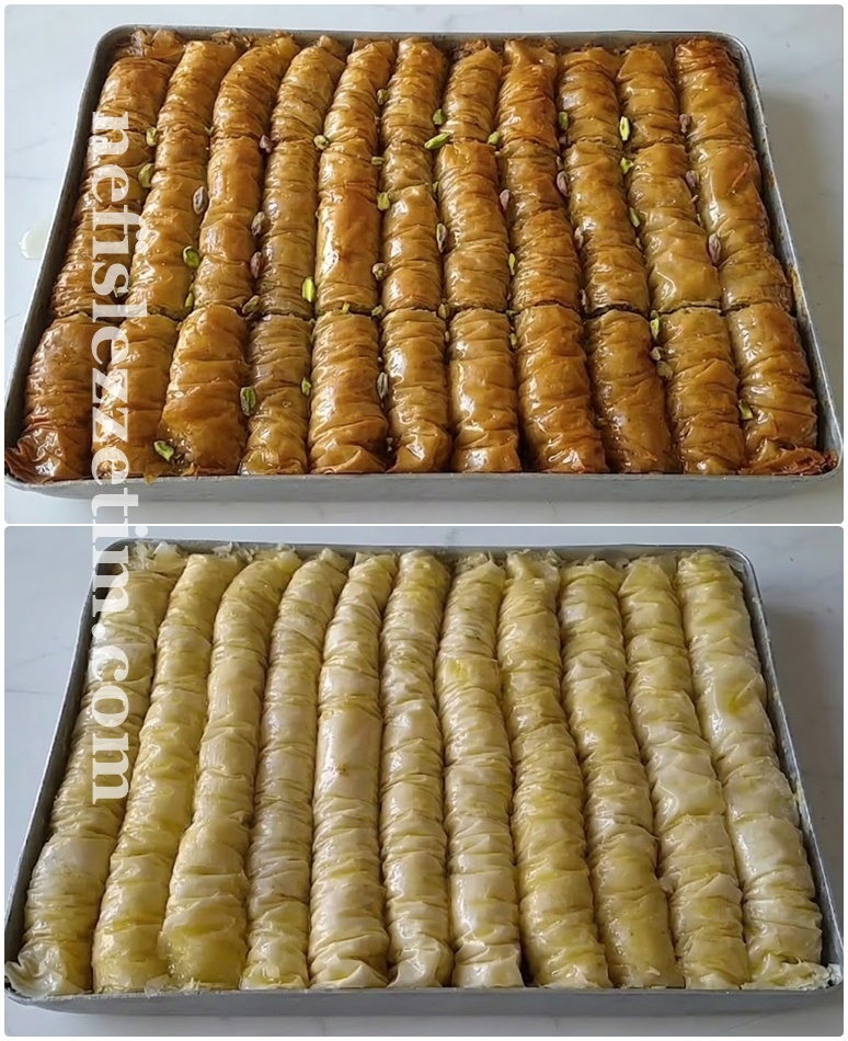 5 Dakikada Hazır Yufkadan Kadayıflı Burma Baklava Tarifi
